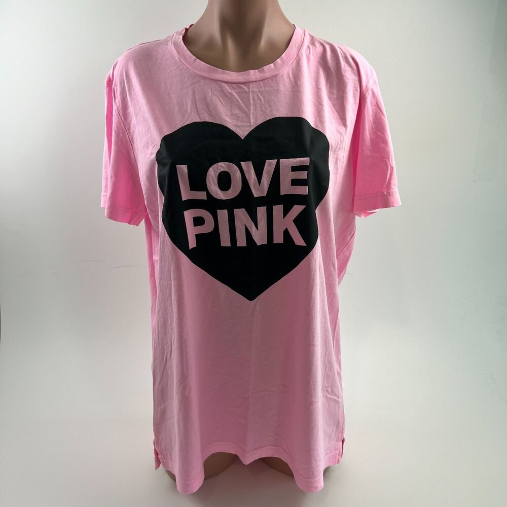 Victoria's Secret PINK Cotton Short Sleeve Crew Neck T-Shirt w/Logo Pink XS NWT